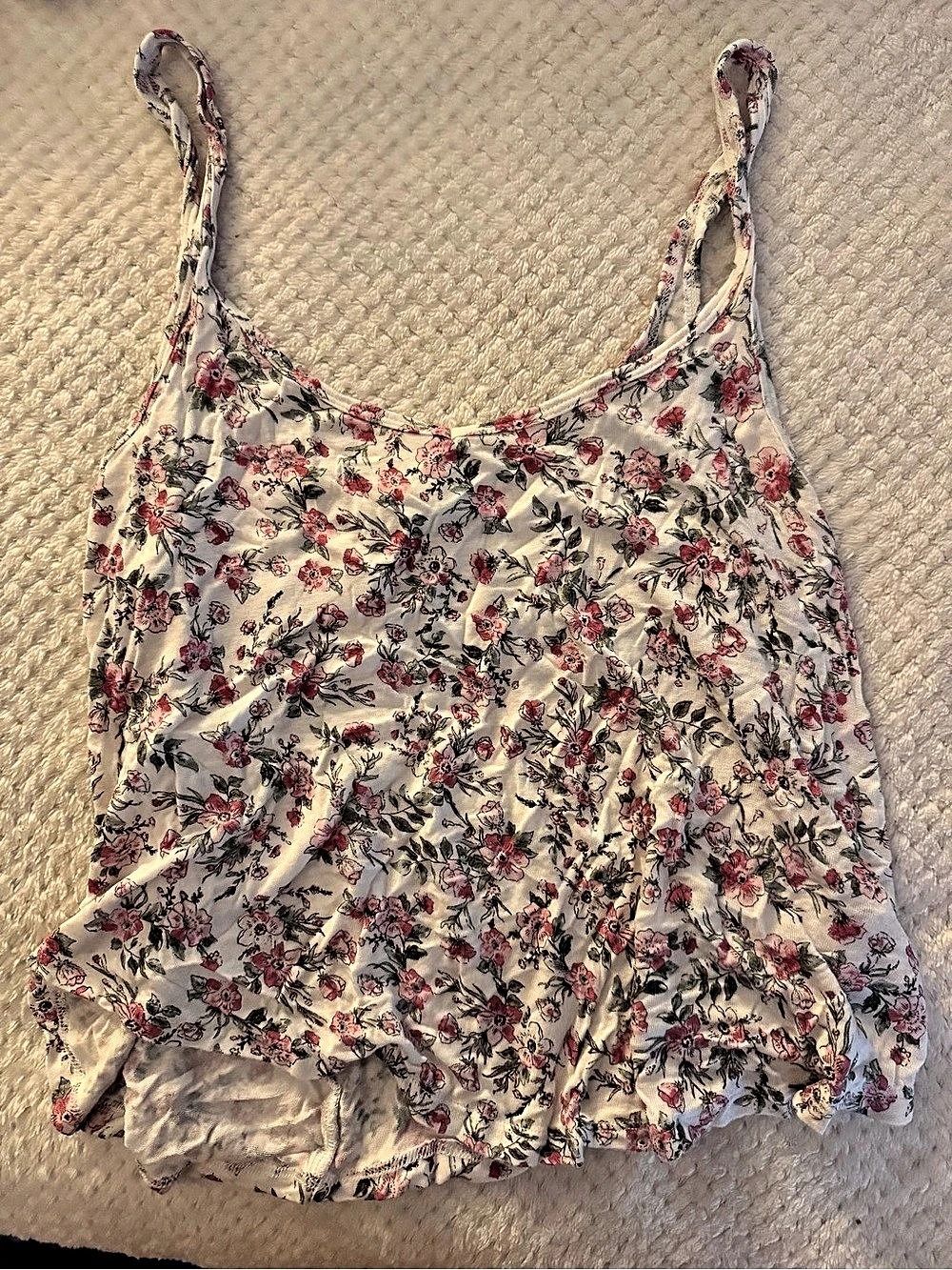 Garage Floral Tank Top in Pink & White Size Medium